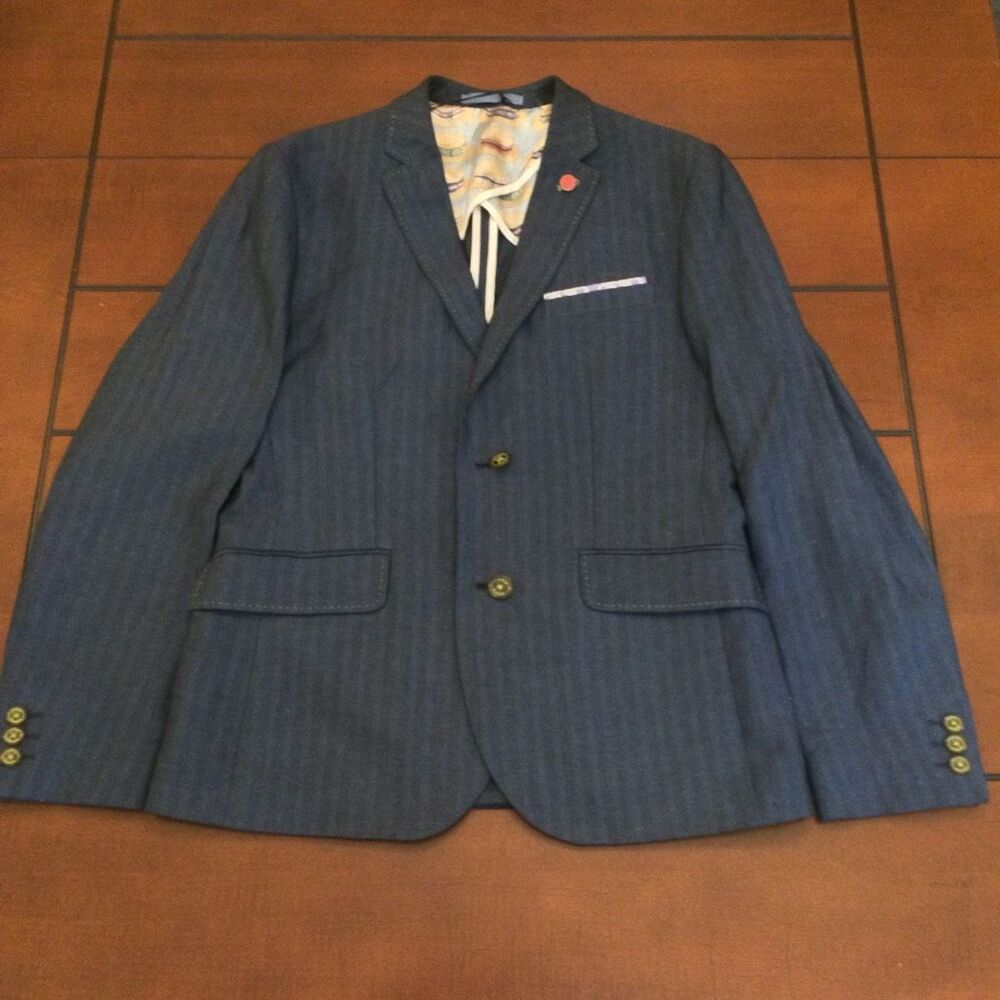NWT Ted Baker Herringbone navy suit blazer jacket coat men’s size 3 medium